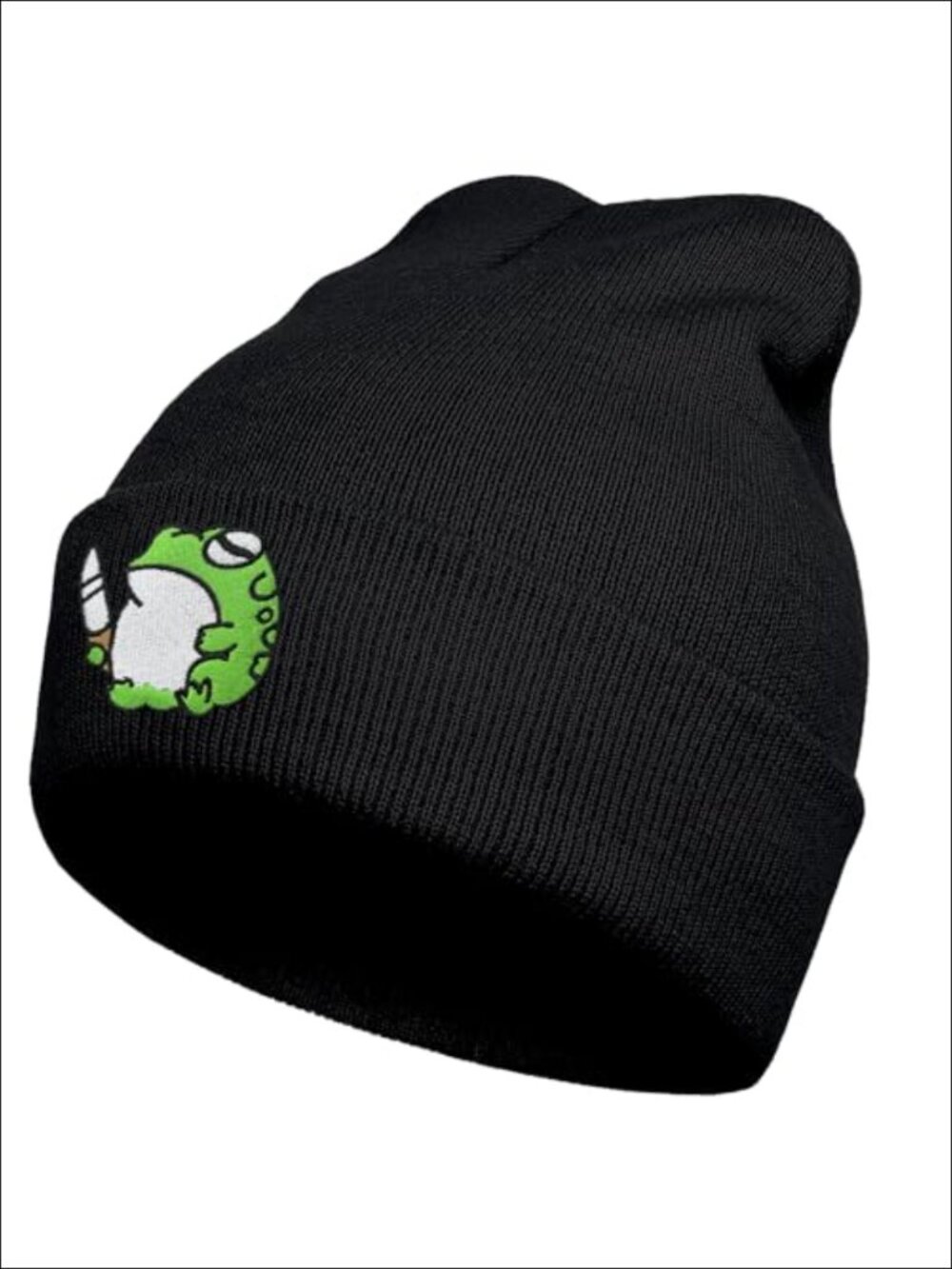 Cat Embroidered Beanie Knit Hat Gothic Style Unisex Winter Warm Acrylic